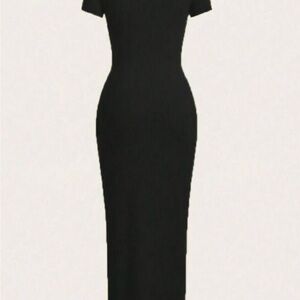 Elegant Black Ribbed Dress